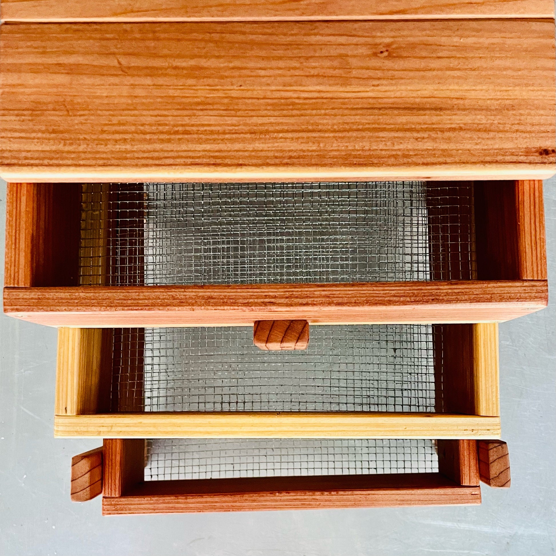 3-Tray Upward Migration System • 7 lbs Castings Per Tray. Airy, Breathable Wood for Faster Composting. Worms Love It — Year-Round Use Indoors or Out
